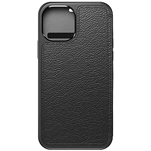 OtterBox Strada Series - Flip cover for mobile phone - leather, polycarbonate - shadow black - for Apple iPhone 12 Pro Max