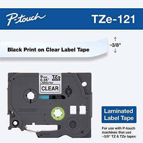 Brother TZe-121 - Standard adhesive - black on clear - Roll (0.9 cm x 8 m) 1 roll(s) laminated tape - for Brother PT-D210, D600, H110, P-Touch PT-1005, 1880, E800, H110, P-Touch Cube Plus PT-P710