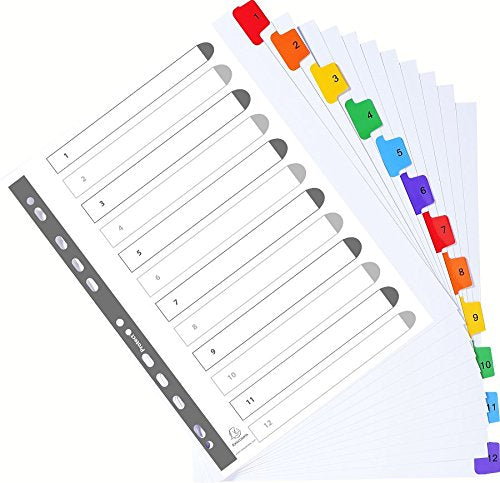 Best Value Exacompta Mylar Printed Indices, A4 Maxi, 12 Parts (1-12) - White