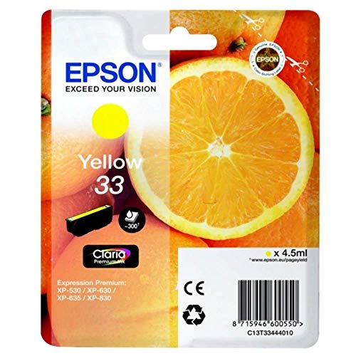 Epson 33 - 4.5 ml - yellow - original - blister - ink cartridge - for Expression Home XP-635, 830, Expression Premium XP-530, 540, 630, 635, 640, 645, 830, 900