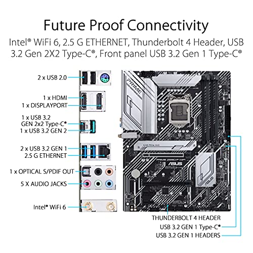 ASUS PRIME Z590-P WIFI - Motherboard - ATX - LGA1200 Socket - Z590 - USB-C Gen1, USB 3.2 Gen 1, USB 3.2 Gen 2, USB-C Gen 2x2 - 2.5 Gigabit LAN, Wi-Fi, Bluetooth - onboard graphics (CPU required) - HD Audio (8-channel)