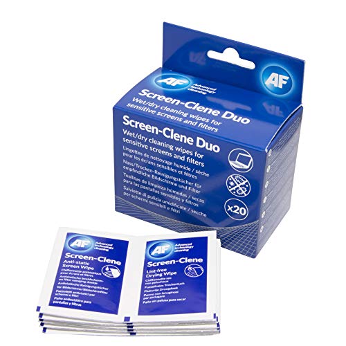 Best Value AF Screen-Clene Monitor Cleaning Duo Pairs of Wet and Dry Wipes Ref SCR020 [Pack of 20x2]