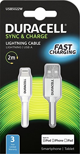 Duracell - Lightning cable - Lightning (M) to USB (M) - 2 m - white - for Apple iPad/iPhone/iPod (Lightning)