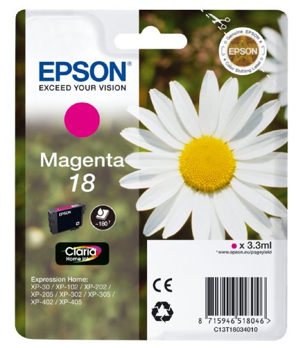 Epson 18 - 3.3 ml - magenta - original - ink cartridge - for Expression Home XP-212, 215, 225, 312, 315, 322, 325, 412, 415, 422, 425