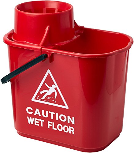 Best Value 2WORK Plastic Mop Bucket with Wringer, 15 Litre, Red