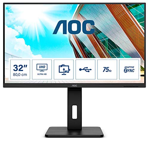 AOC U32P2CA - LED monitor - 32" (31.5" viewable) - 3840 x 2160 4K @ 60 Hz - VA - 350 cd/mï¿½ - 4 ms - 2xHDMI, DisplayPort, USB-C