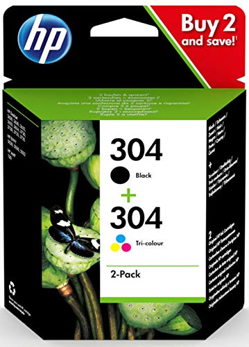 Best Value HP 3JB05AE 304 Original Ink Cartridges, Black and Tri-Colour, Pack of 2