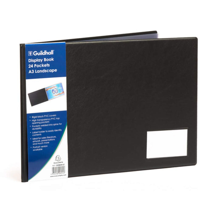 Best Value Exacompta Guildhall PVC Display Book, A3, Landscape, 24 Pockets - Black