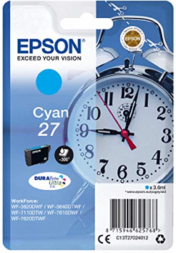 Epson 27 - 3.6 ml - cyan - original - ink cartridge - for WorkForce WF-3620, WF-3640, WF-7110, WF-7210, WF-7610, WF-7620, WF-7710, WF-7715, WF-7720