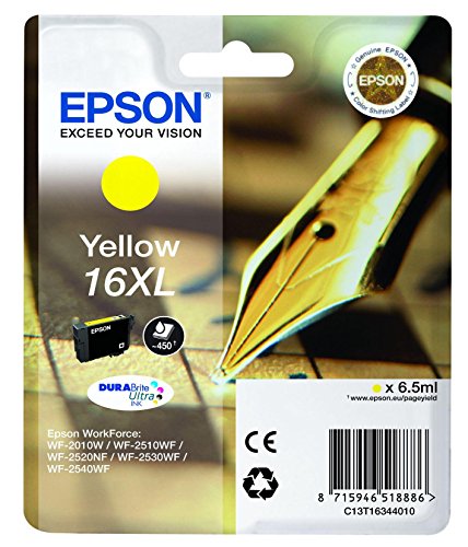 Epson 16XL - 6.5 ml - XL - yellow - original - blister - ink cartridge - for WorkForce WF-2010, 2510, 2520, 2530, 2540, 2630, 2650, 2660, 2750, 2760