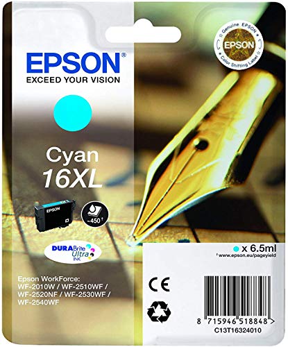 Epson 16XL - 6.5 ml - XL - cyan - original - blister - ink cartridge - for WorkForce WF-2010, 2510, 2520, 2530, 2540, 2630, 2650, 2660, 2750, 2760