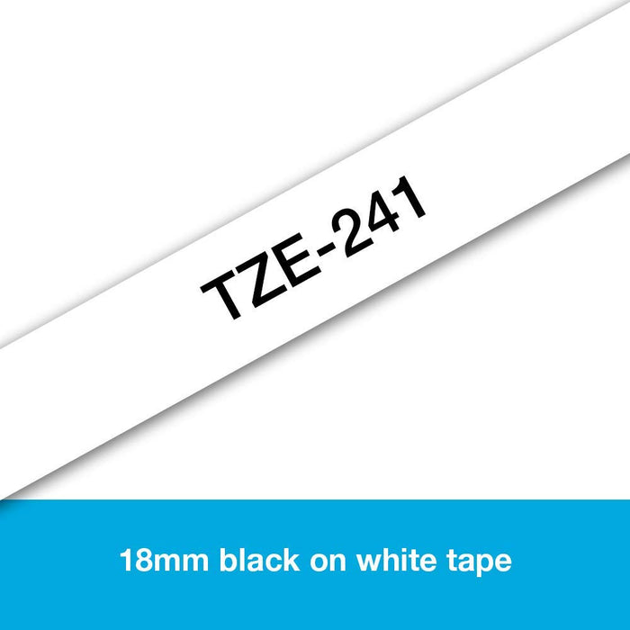 Best Value Brother TZe-241 Labelling Tape Cassette, 18 mm (W) x 8 m (L), Laminated, Brother Genuine Supplies - Black on White