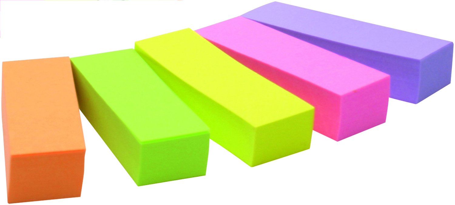 Best Value Post-it 670-5 15mm x 50mm Note Page Markers - Orange/ Green/ Yellow/ Pink/ Neon Pink (100 Sheets)