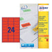 Best Value Avery L6034-20 Self-Adhesive Removable Red Filing Labels, 24 Labels Per A4 Sheet