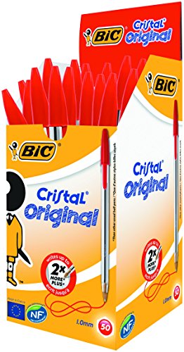 Best Value BIC Cristal Original Ballpoint Pens Medium Point (1.0 mm) - Red, Box of 50