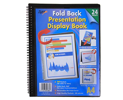 Best Value Tiger 301783 13803X 24 A4 Pocket Fold Back Display Book - Black