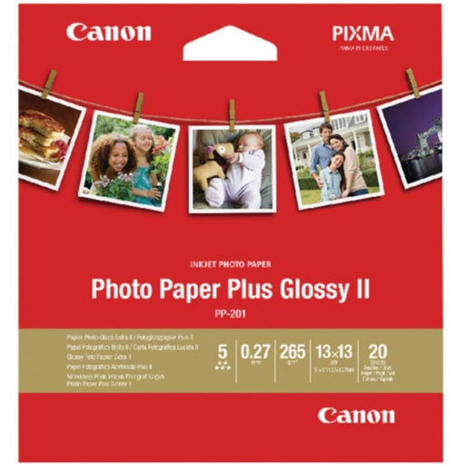 Canon Photo Paper Plus Glossy II PP-201 - High-glossy - 270 micron - 130 x 130 mm - 265 g/m² - 20 sheet(s) photo paper - for PIXMA iP110, iP4870, iP8770, iX6560, iX6770, MP258, MX727, PRO-1, PRO-10, 100, TS7450