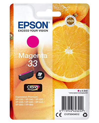 Epson 33 - 4.5 ml - magenta - original - blister - ink cartridge - for Expression Home XP-635, 830, Expression Premium XP-530, 540, 630, 635, 640, 645, 830, 900