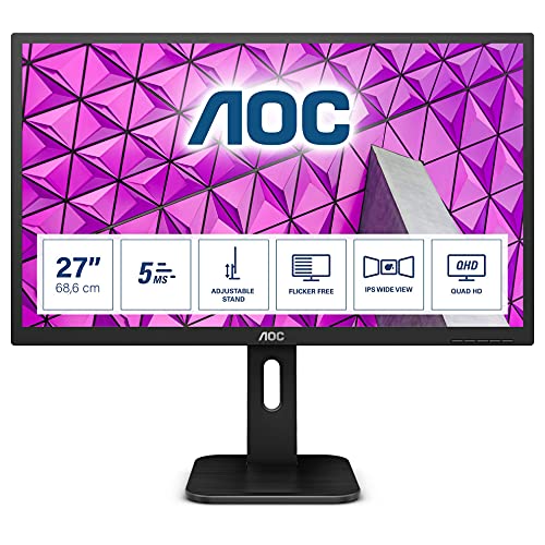 AOC Q27P1 - LED monitor - 27" - 2560 x 1440 QHD @ 60 Hz - IPS - 250 cd/m - 1000:1 - 5 ms - HDMI, DVI, DisplayPort, VGA - speakers