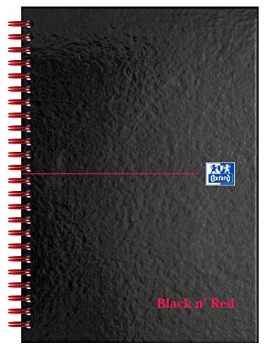 Best Value Oxford Black n' Red A5 Glossy Hardback Wirebound Notebook, Ruled and Perforated, 140 Page, 1 Notebook