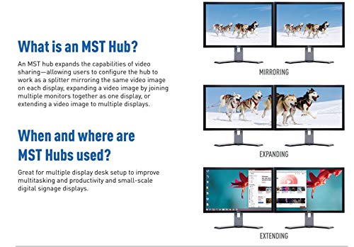 C2G DisplayPort 1.2 to Dual DisplayPort MST Hub - Video/audio splitter - 2 x DisplayPort - desktop