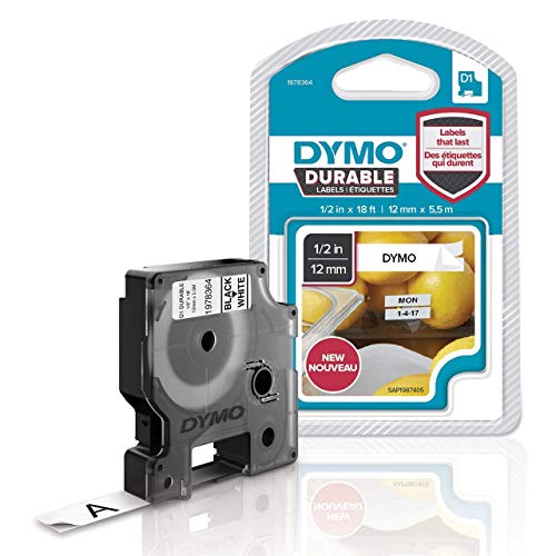 DYMO D1 Durable - Self-adhesive - black on white - Roll (1.2 cm x 5.5 m) 1 roll(s) label tape - for LabelMANAGER 100, 150, 160, 200, 210, 220, 260, 280, 300, 360, 420, 450, MobileLabeler