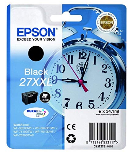 Epson 27XXL - 34.1 ml - XL - black - original - blister - ink cartridge - for WorkForce WF-3620, WF-3640, WF-7110, WF-7210, WF-7610, WF-7620, WF-7710, WF-7715, WF-7720