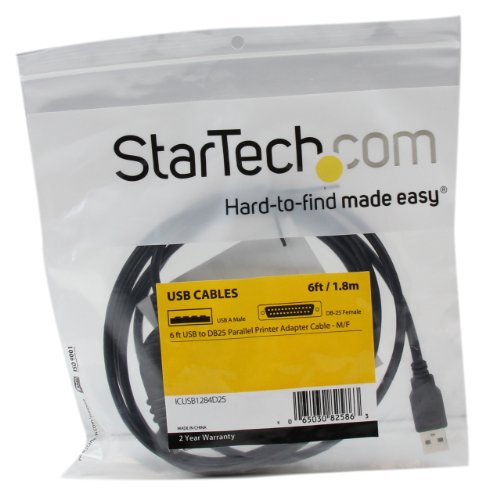 StarTech.com ICUSB1284D25 6 ft USB to DB25 Parallel Printer Adapter Cable - M/F