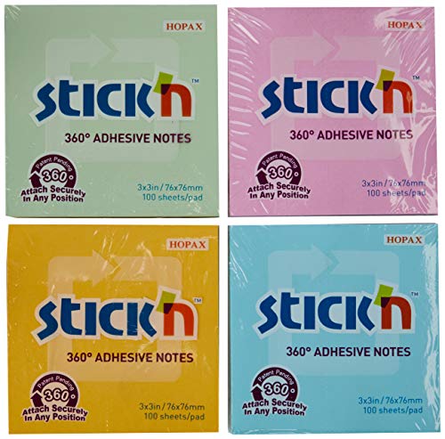 Best Value Stickn Repositionable 360 Notes 76x76mm Assorted PK12