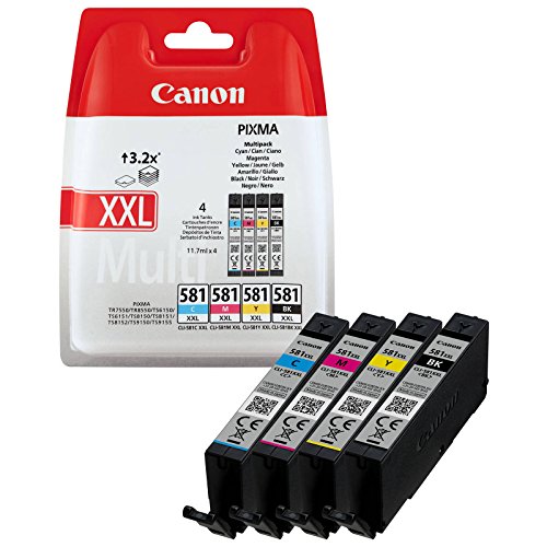 Canon CLI-581XXL C/M/Y/BK Multi Pack - 4-pack - 11.7 ml - Very High Yield - black, yellow, cyan, magenta - original - ink tank - for PIXMA TS6251, TS6350, TS6351, TS8251, TS8252, TS8350, TS8351, TS8352, TS9550, TS9551