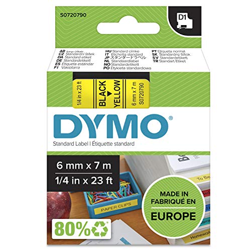 DYMO D1 Tape 6mm Black on Yellow