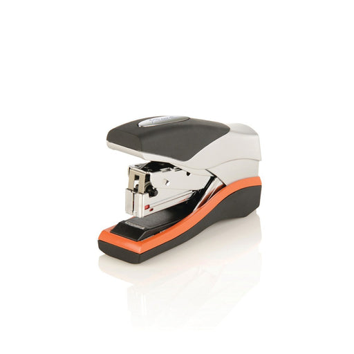 Rexel Optima 40 Compact Flat Clinch Stapler 2103357 Half Strip Silver, Orange 40 Sheets Optima 26/6 Metal, Plastic