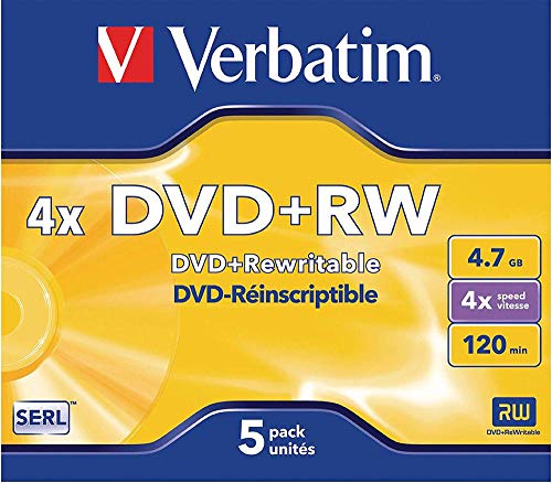 Best Value Verbatim 43229 DVD+RW 4x Disc in Non Print Jewel Case (Pack of 5)