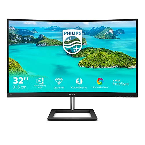 Philips E-line 325E1C - LED monitor - curved - 32" (31.5" viewable) - 2560 x 1440 QHD @ 75 Hz - VA - 250 cd/m - 3000:1 - 4 ms - HDMI, VGA, DisplayPort - textured black