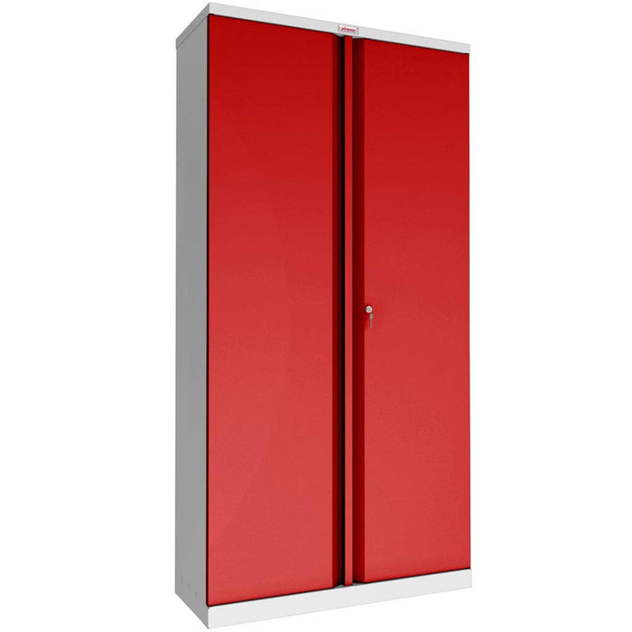 Phoenix SCL Series 2 Door 4 Shelf Steel Storage Cupboard Grey Body Red Doors with Key Lock SCL1891GRK