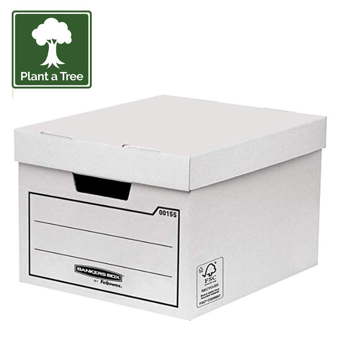 Best Value Bankers Box Corrugated Cardboard Storage Box/Archive Box for General Use - White (W x H x D) 32 x 25 x 39 cm (Pack of 10)