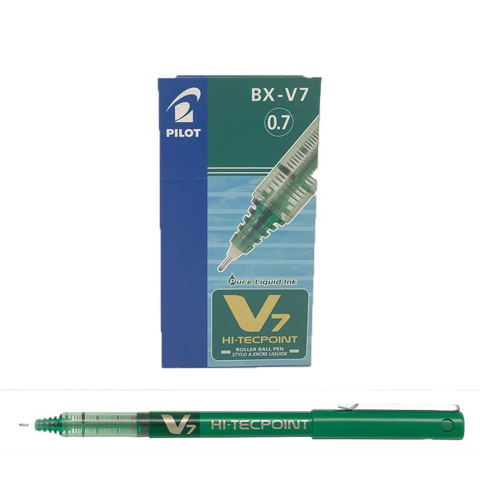 Best Value Pilot V7 Hi-Tecpoint Rollerball Pen, 0.7 mm Tip - Green, Box of 12