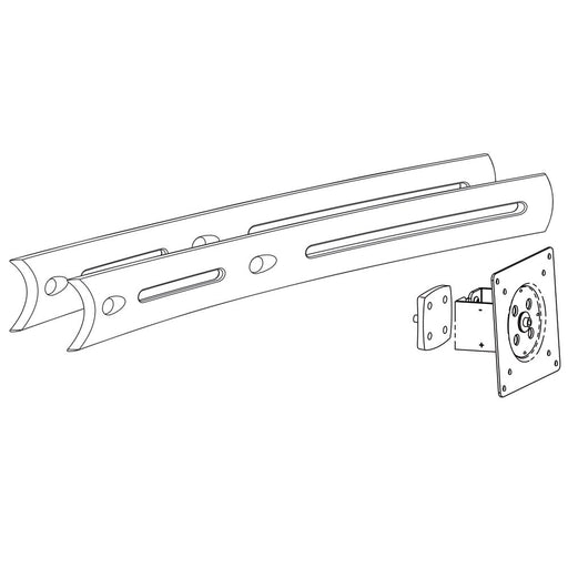 Ergotron DS100 Crossbar Extender, Long - Mounting component (crossbar extender, centre bracket) for 2 LCD displays - aluminium, steel - black - screen size: up to 26"