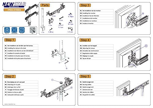 NewStar Tilt/Turn/Rotate Quad Desk Mount (clamp) for four 19-30" Monitor Screens, Height Adjustable - Black - Desk mount for 4 LCD displays - black - screen size: 19"-30"