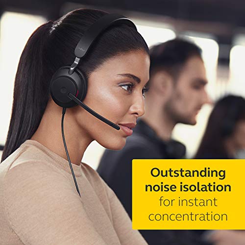 Jabra Evolve 2 40 USB A Wired Noise Isolating Mono Headset Powerful 40mm Speaker Certified for Microsoft Teams Dedicated Teams Button