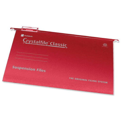 Best Value Rexel 78141 Crystalfile Classic Foolscap Suspension File, 150 Sheet Capacity, 15 mm V-Base Manilla, Pack of 50, Red