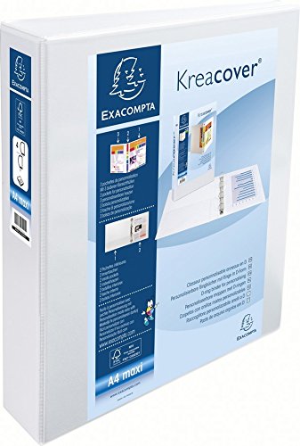 Best Value Exacompta Kreacover PP Ring Binder, A4, 4 D-Rings, 75 mm Spine - White