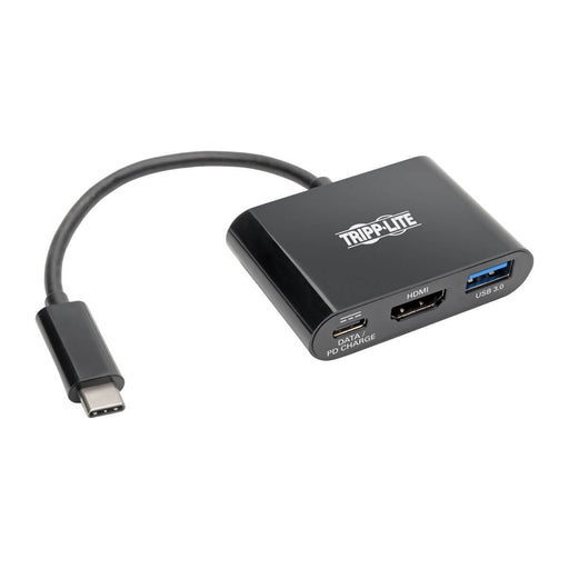 Tripp Lite USB C to HDMI Adapter w/USB-A Hub and PD Charging - USB 3.1, Thunderbolt 3 Compatible, 4K x 2K @ 30 Hz, Black USB Type C, USB-C - Docking station - USB-C 3.1 / Thunderbolt 3 - HDMI