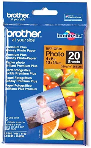 Brother BP - Glossy - 100 x 150 mm 20 sheet(s) photo paper - for Brother DCP-J774, T310, T510, T710, MFC-J690, J775, T910, Business Smart Pro MFC-J6535