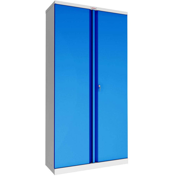 Phoenix SCL Series 2 Door 4 Shelf Steel Storage Cupboard Grey Body Blue Doors with Key Lock SCL1891GBK