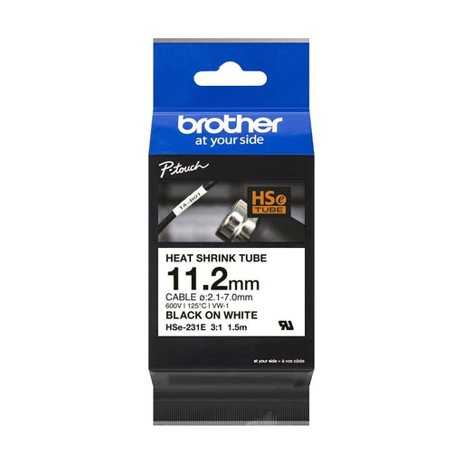 Brother HSe-231E - Black on white - Roll (1.12 cm x 1.5 m) 1 cassette(s) hanging box - heat shrink tube tape - for P-Touch PT-D800W, PT-E300, PT-E300VP, PT-E550WVP, PT-P700, PT-P750W, PT-P900W, PT-P950NW