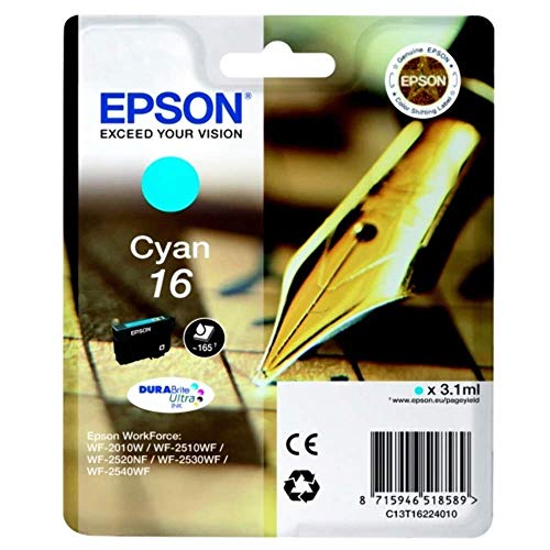 Epson 16 - 3.1 ml - cyan - original - ink cartridge - for WorkForce WF-2010, 2510, 2520, 2530, 2540, 2630, 2650, 2660, 2750, 2760