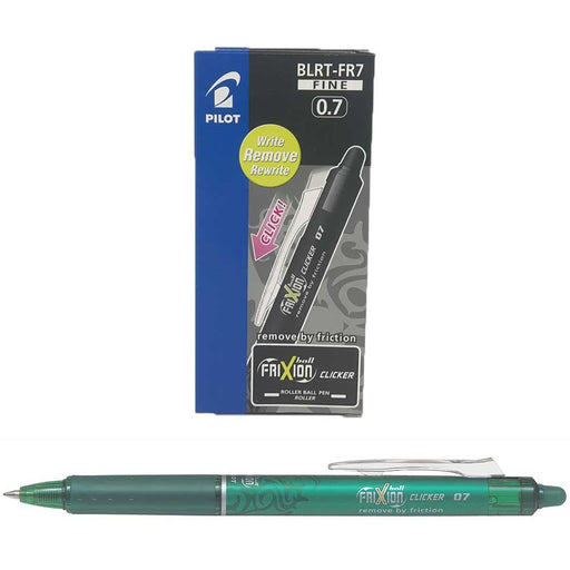 Best Value Pilot Frixion Clicker Retractable Erasable Rollerball 0.7 mm Tip - Green, Box of 12