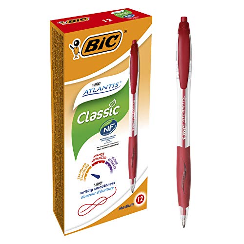 Best Value BIC Atlantis Clic Ball Pen 1.0mm Box of 12 - Red