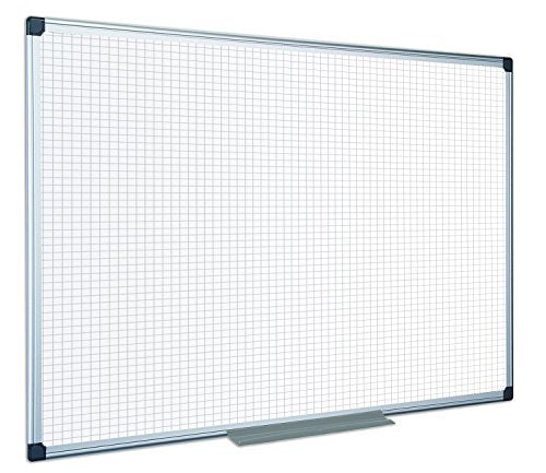 Best Value Bi-Office Maya Gridded Dry Wipe Aluminium Framed Double Sided Whiteboard 90x60cm